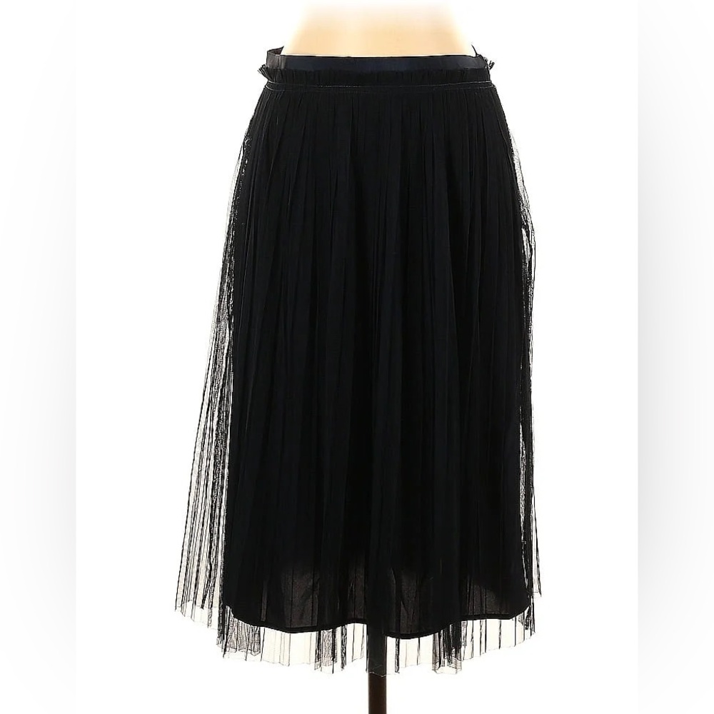 Black lined tuile pleated skirt.
